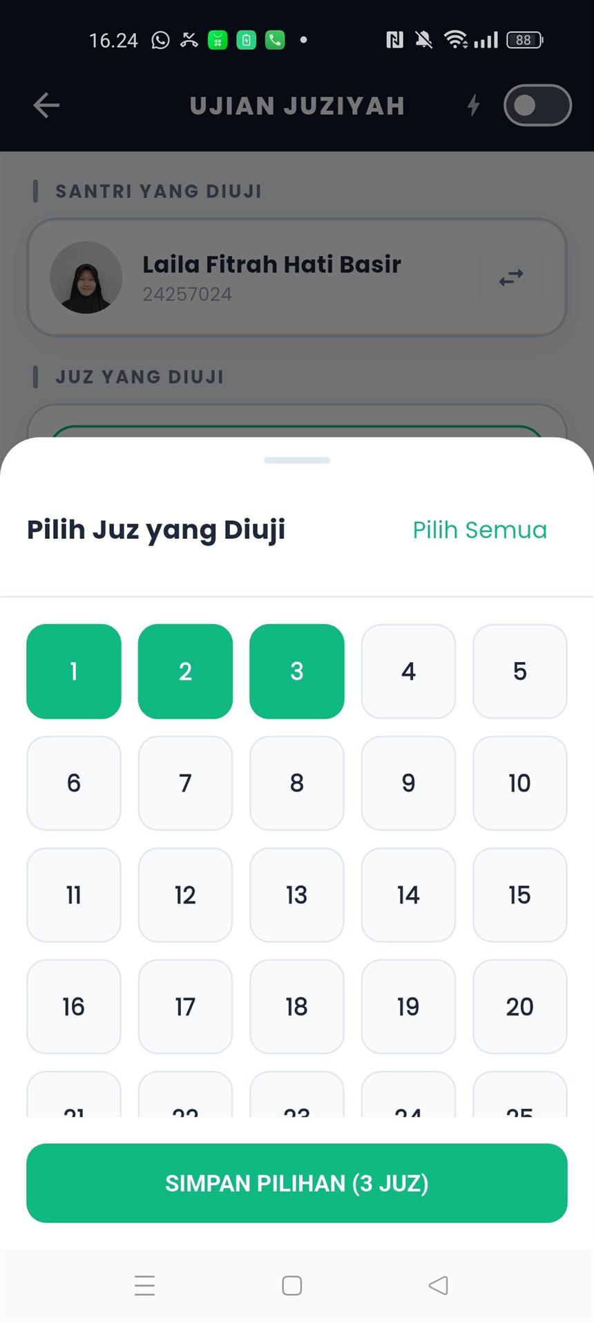 Layar Ujian Tasmi Santri